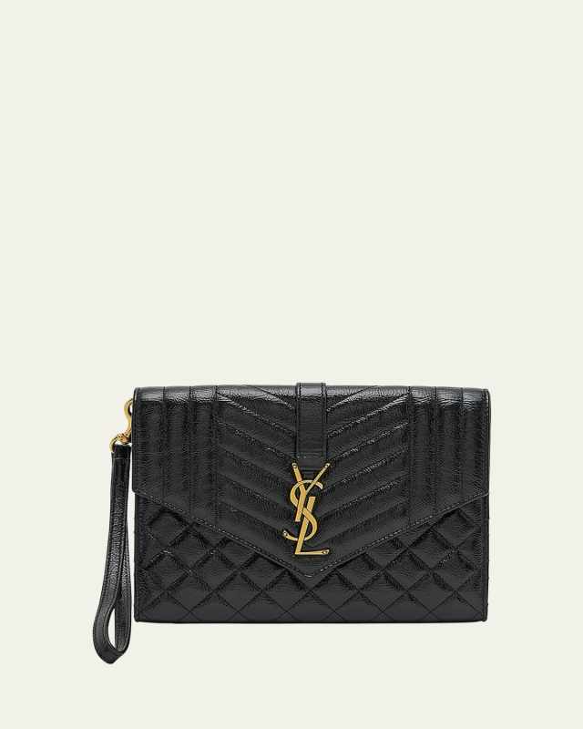 YSL Flap Leather Pouch Clutch Bag